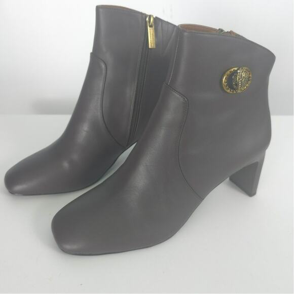 Kurt Geiger Chelsea Square Toe Bootie Brown Leather Ankle Block Heel Size 41 - Picture 5 of 15